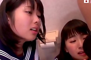 Two Japanese Teens Fuck in Bathroom