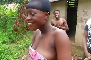 Two Brothers Caught Fucking Two  Local African Black With Vagina Sisters Farming In Public, 7 min
