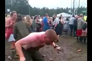 LOL. Man slides into girl peeing. Crazy & funny.