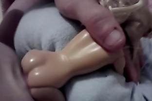 Shaved head Wife with Vibrator Beach