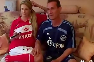 Lucky Guy Gets Fucked While Watching Soccer