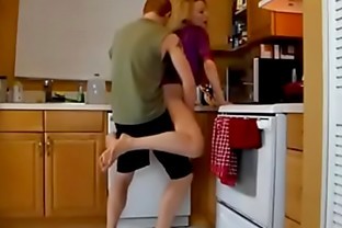 American in Shoes Creampie kitchen