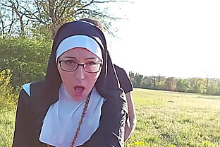Muscle Redhead and nun doing Jerk off instruction