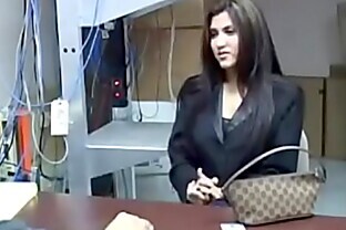 Latina Beauty with Guillotine Office