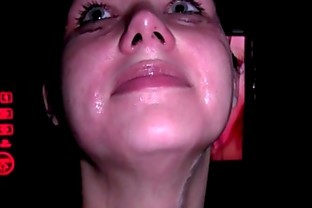 Real Gloryhole Raven Grey Chokes Down Two Cocks