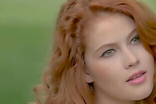 Young redhead sensually teasing in nature 6 min