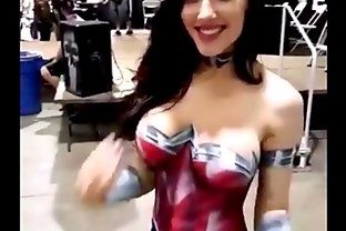 Naked Wonder Woman body painting,amateur teen