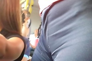Trimmed pussy Pigtails Footjob Bus