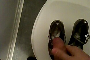 Cum on my coworker Heels in Toilets 02