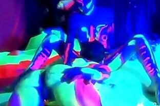 Lesbians Fuck Covered In Glow In The Dark Paint