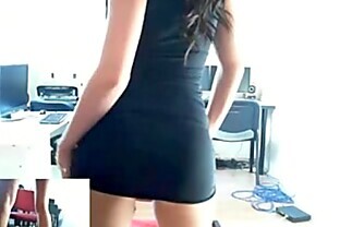 Hungarian office girl flash herself on cam infront of her boss