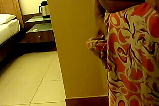 Wear and Cum in Satin silk saree of neighbor 3