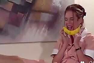 Horny Waitress Fucks A Banana Before Work