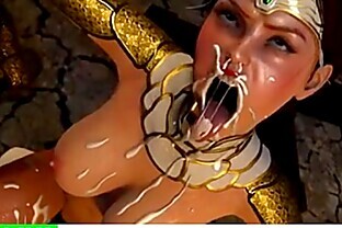 3D hentia Girl face Fucked Monster Cock