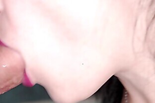 Brunette Sensual Sucking Big Dick Close Up - Cum In Mouth