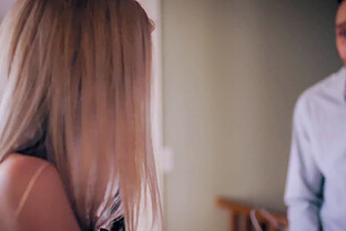 Young blonde with small tits rides a big cock