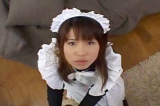 Japanese girl in maid outfit sucks dick