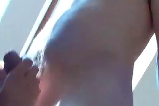 Fucking her hairy pussy and cumming on her tits
