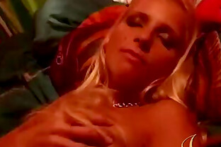 Blonde in a sexy dress fucked in her tight cunt