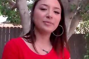 Big boobs asian girl shows her tits outdoors