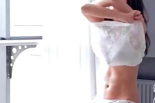 Pink lingerie is sexy on the teen beauty