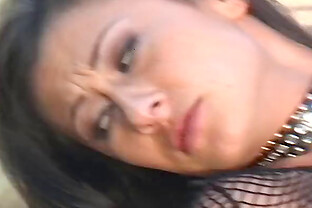 Sexy brunette babe sucks a dick and gets fucked