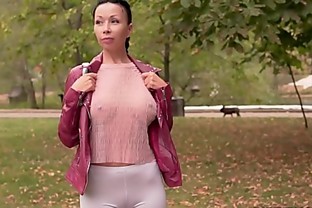 Thin white tight leggings and sheer blouse… Did you check out my cameltoe ;)?