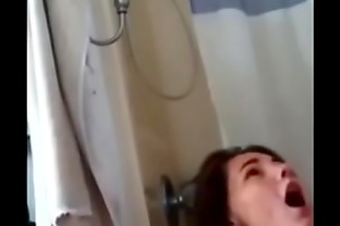 brunette Slut with Plug Shower