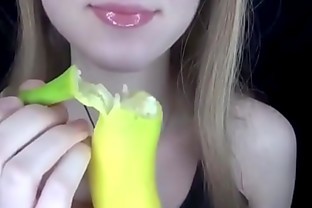 Blonde Girl Sucking Banana