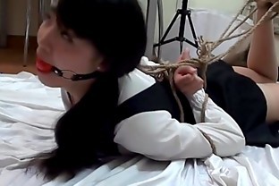 Chinese Sissy with Huge dildo at Stage