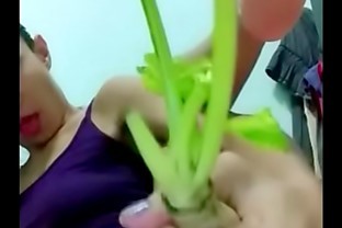 Asian June webcam with big vegetable
