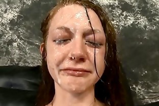 Skinny slut cries after brutal face fucking and slapping