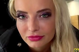 Handcuffed kinky blonde gets throated