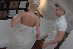 Spanish Blonde doing Cum on feet