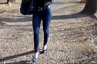 Ebony in Shoes Slap at public