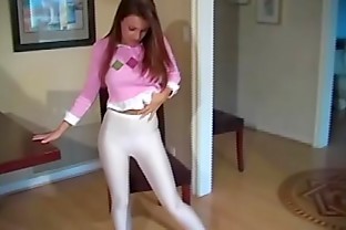 Andie Valentino Teen White Shiny SPANDEX Leggings Socks with Sweetheart JOI Role Playing!