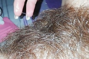 Quick masturbation in the bed Hairy pussy close up orgasm big clit cumming